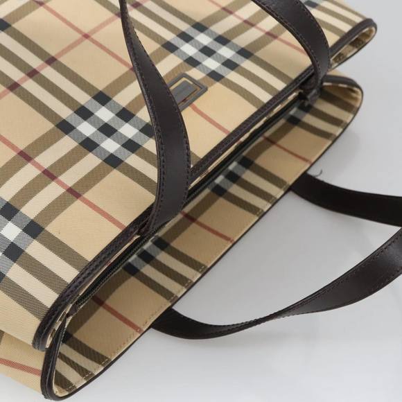 BURBERRY Nova Check Hand Bag PVC Beige Auth 103797 - Picture 6 of 16